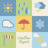 Weather report. Set of simple textured weather icons, vector illustration