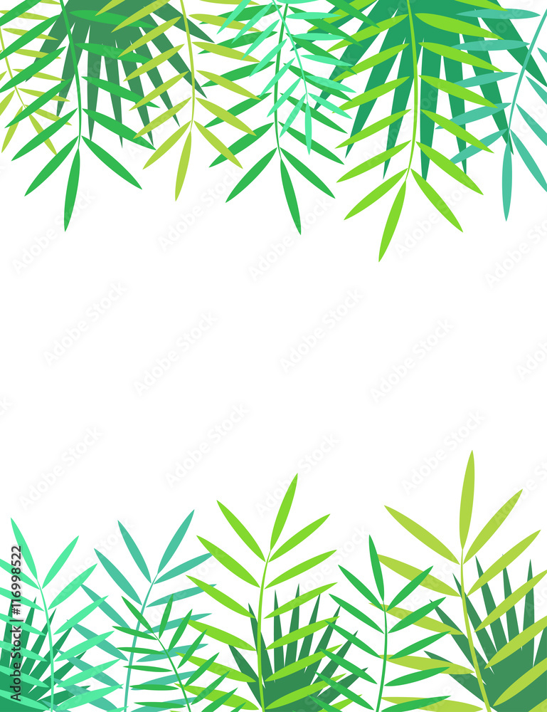 Green tropical leaves background with blank space