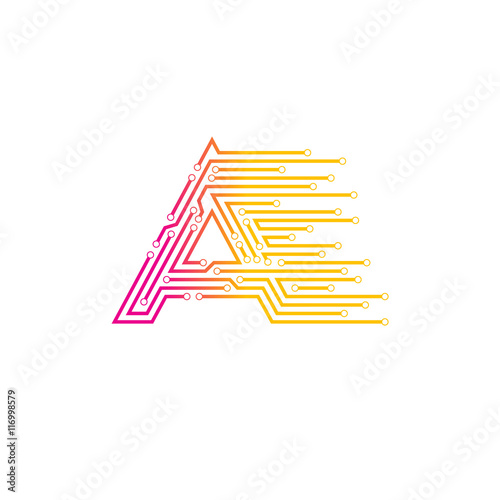 Letter A logo design template,technology,electronics,digital,logotype