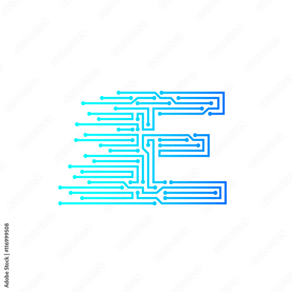 Letter E logo design template,technology,electronics,digital,logotype