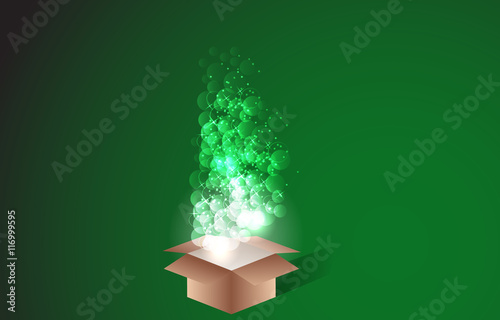 magic box on a green background back