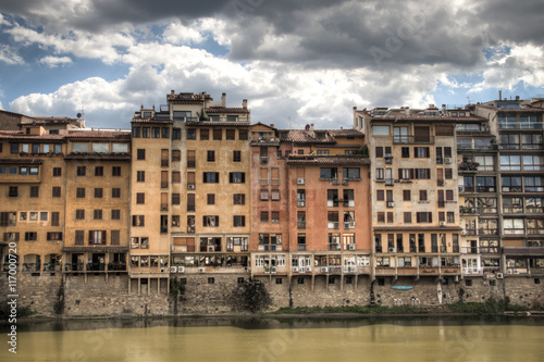 Typical houses at the Arno river in Florence in Italy 