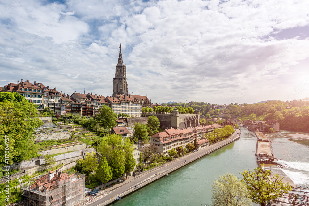 Obraz premium Bern city along Aare river in Bern, Switzerland