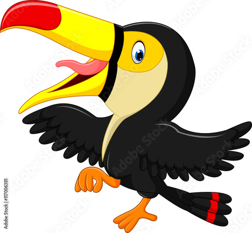 Cartoon happy bird toucan