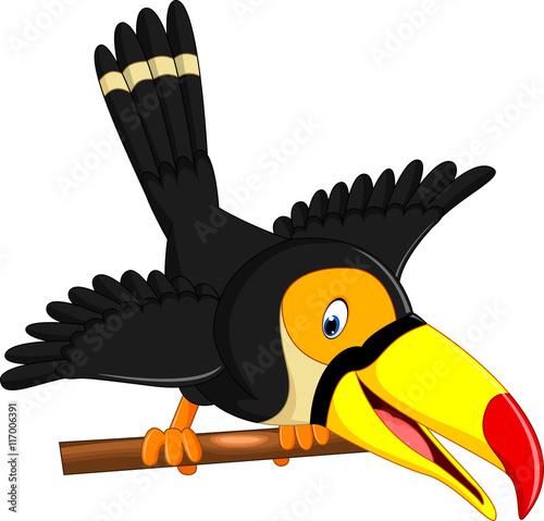 Cartoon happy bird toucan