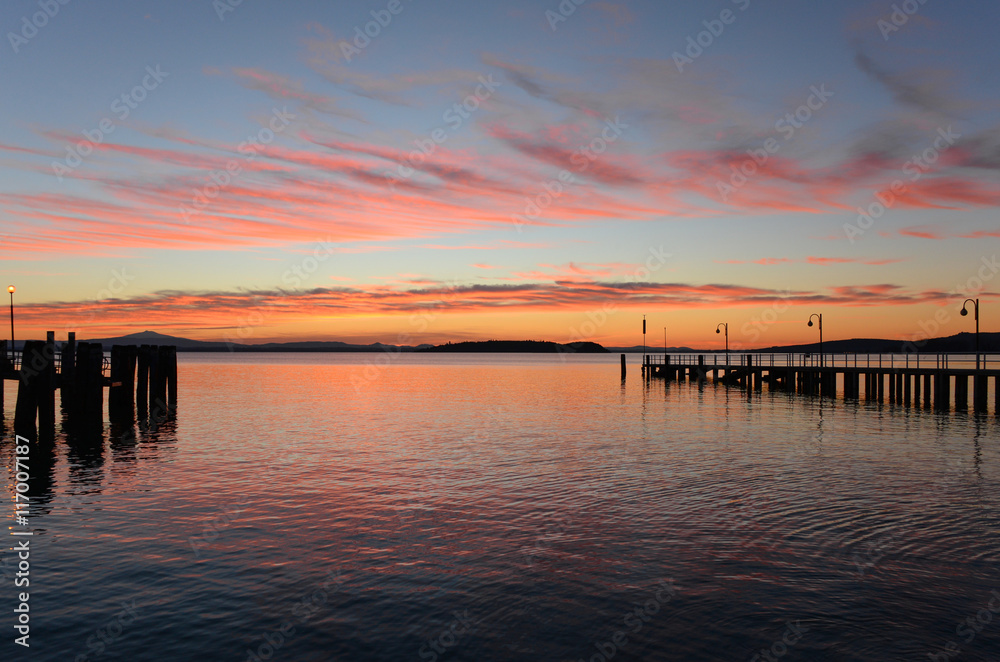 Trasimeno lake (Umbria, Italy) from the waterfront of the Passignano sul Trasimeno town.