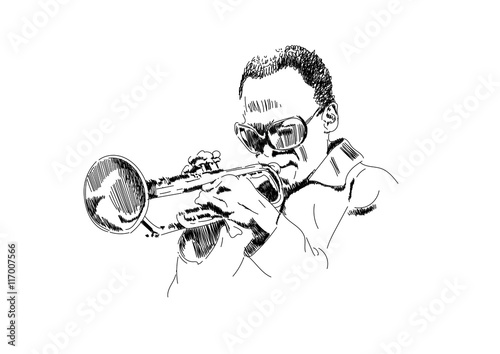 Illustration man playing a musical instrument