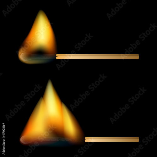 Burning matches on black background