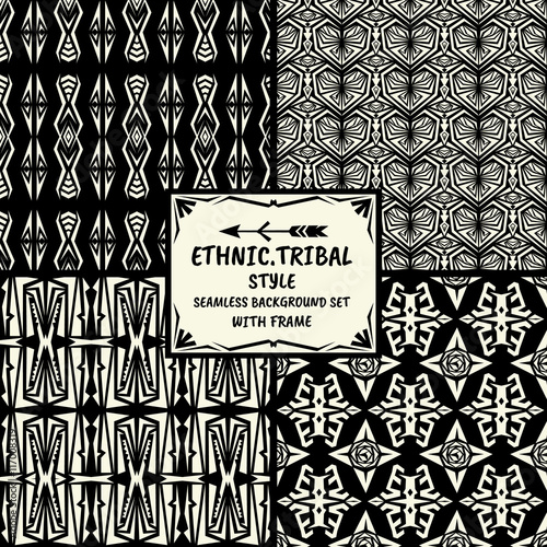 Seamless abstract pattern tribal ethnic style collection with fr