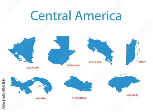 central america - vector maps of territories