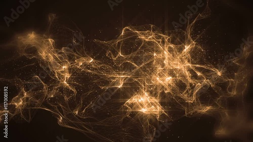  Universe gold dust with stars on black background. Motion abstract of particles. VJ Seamless loop.