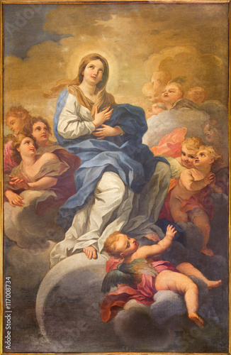 ROME, ITALY - MARCH 9, 2016: The Immaculate Conception painting in church Chiesa di San Silvestro in Capite by Lucovico Gimignani (1695 - 1696).