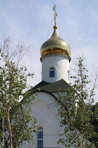 Golden dome of the temple / Large temple dome Xenia of Petersburg p. Novobureiskii Amur region photo