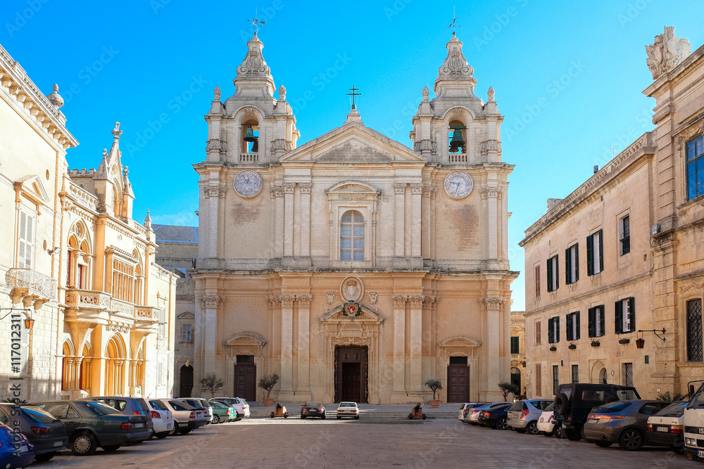 Obraz premium Mdina also known as Medina - Malta. Old town center, famous cath