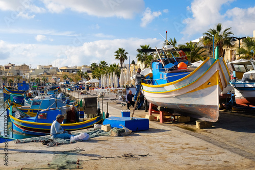 Luzzu famous fishing boats in Marsaxlokk - Malta