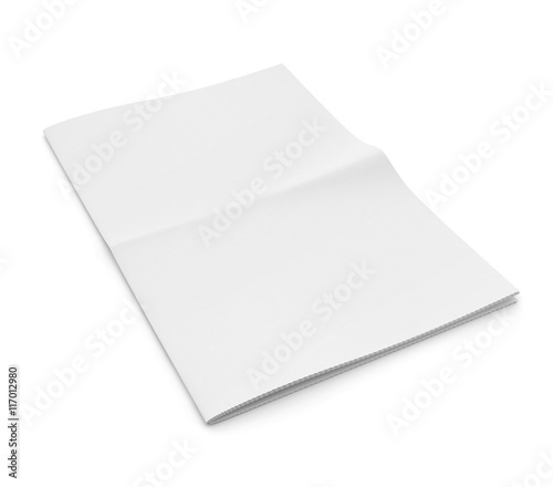 Blank newspaper on white background.