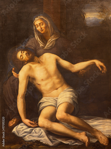 OME, ITALY - MARCH 10, 2016:  The painting of Pieta in church Basilica di San Marco