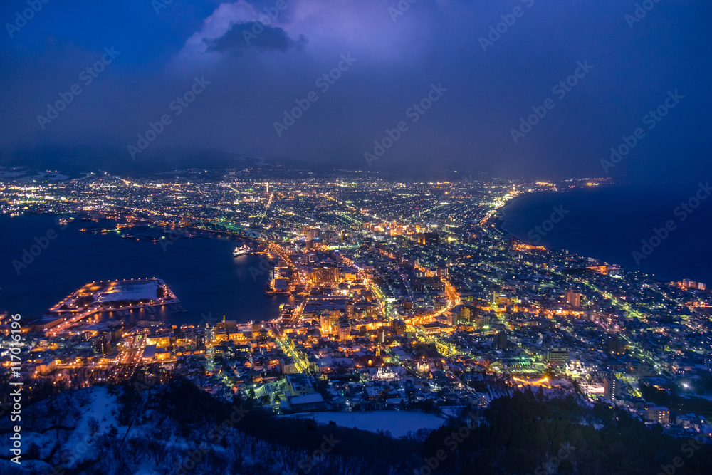 Popular view of Hakodate city from viewpoint