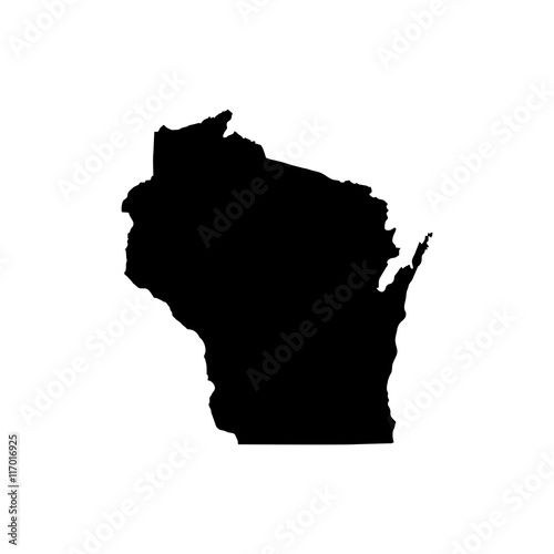 Wisconsin State vector map isolated on white background. High detailed silhouette illustration.