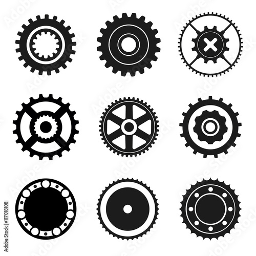 Cogwheel and bearings icons