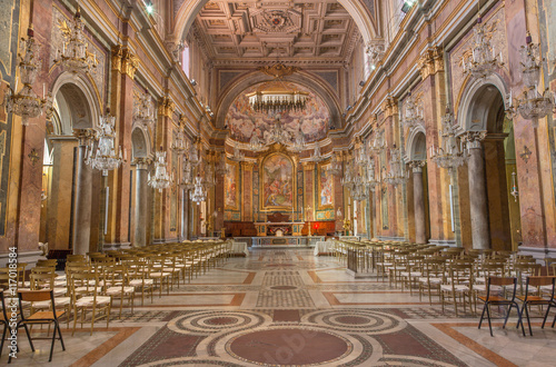 ROME, ITALY - MARCH 11, 2016: The nave of church Basilica di Santi Giovanni e Paolo.