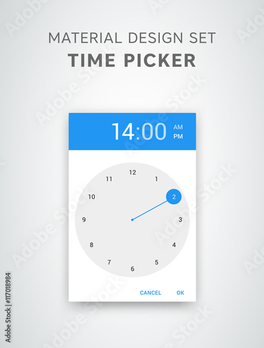 Material design time picker. Clean time picker ui design. GUI elements