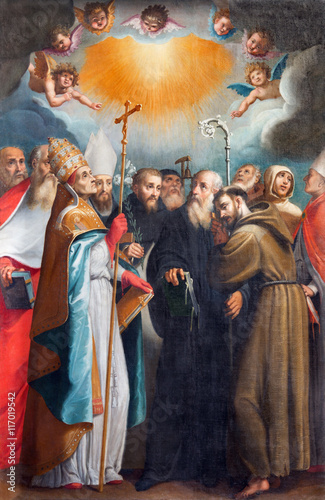 ROME, ITALY - MARCH 11, 2016: The painting The Holy Confessors in church Basilica di San Vitale by Giovanni Battista Fiammeri ( 1530 - 1606).