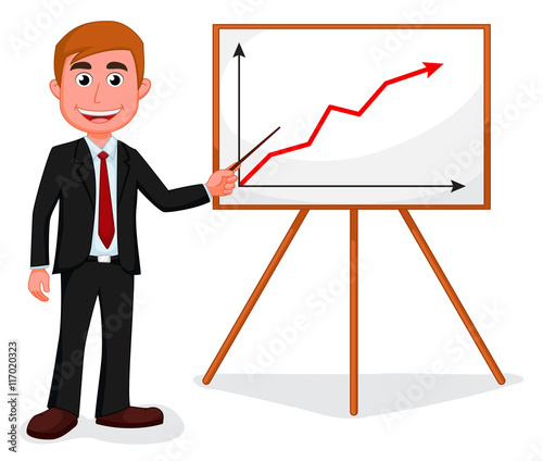 Happy Businessman standing for good presentation
