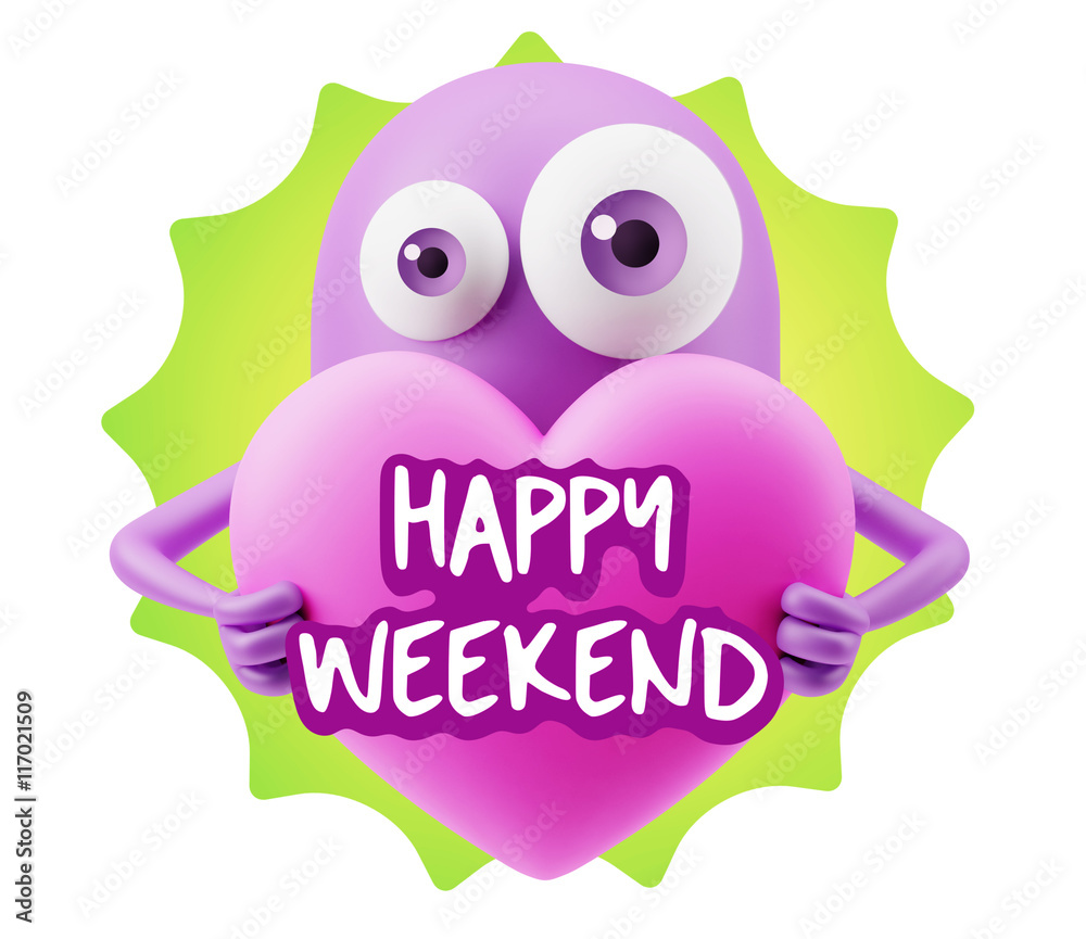 3d Rendering. Love Emoticon Face Holding Heart saying Happy Week 3d Rendering. Love Emoticon Face Holding Heart saying Happy Week