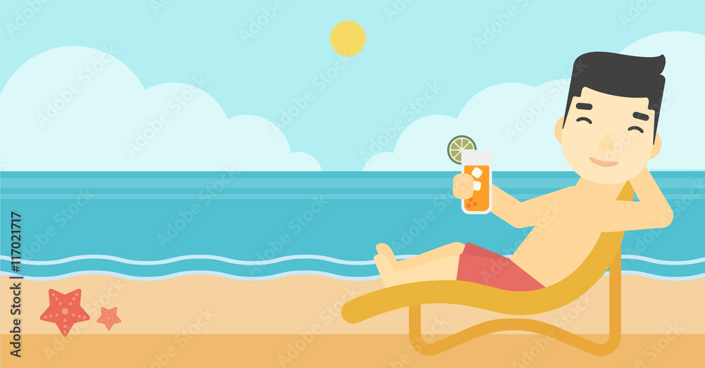 Man sitting in chaise longue vector illustration.