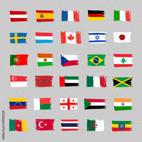 Free Download Set Of 30 Flags - Grunge - GFXLoad