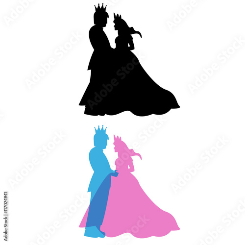 Prince and Princess with crown, King and queen