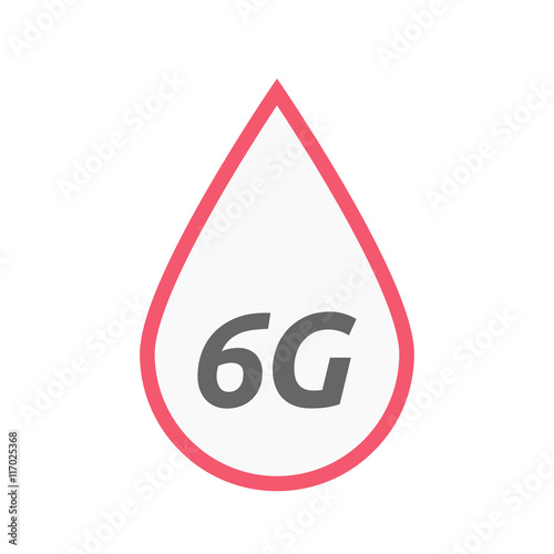 Isolated line art blood drop icon with    the text 6G