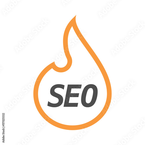 Isolated line art flame with the text SEO