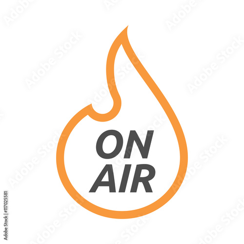 Isolated  line art flame with    the text ON AIR