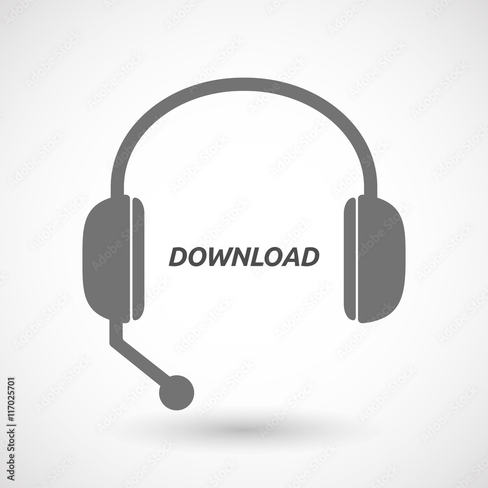 Isolated headset icon with the text DOWNLOAD Isolated headset icon with the text DOWNLOAD