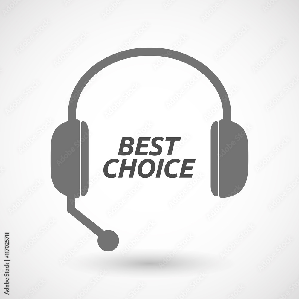 Isolated headset icon with the text BEST CHOICE Isolated headset icon with the text BEST CHOICE