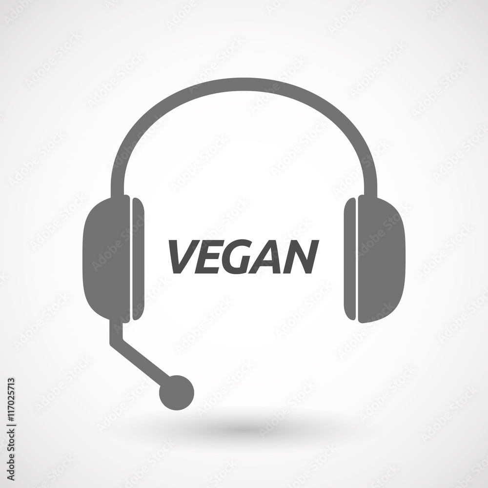 Isolated headset icon with the text VEGAN Isolated headset icon with the text VEGAN