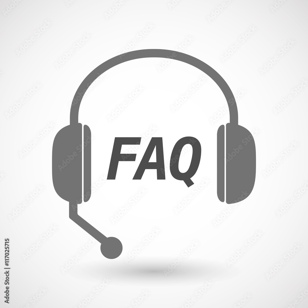 Isolated headset icon with the text FAQ Isolated headset icon with the text FAQ