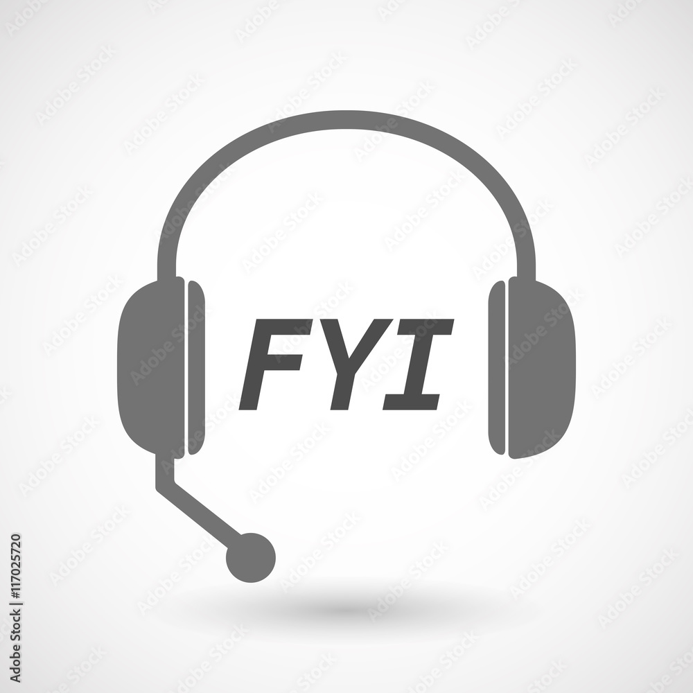 Isolated headset icon with the text FYI Isolated headset icon with the text FYI