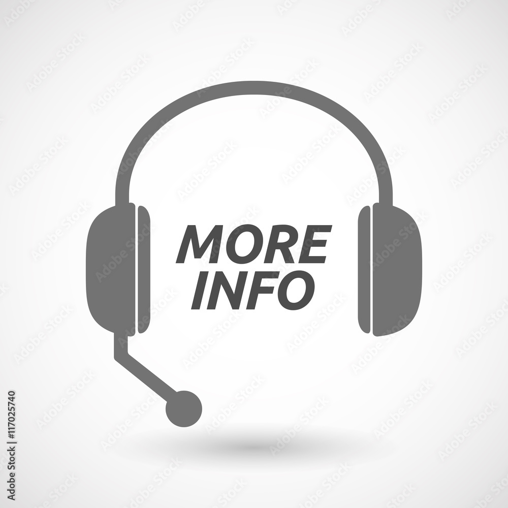 Isolated headset icon with the text MORE INFO Isolated headset icon with the text MORE INFO