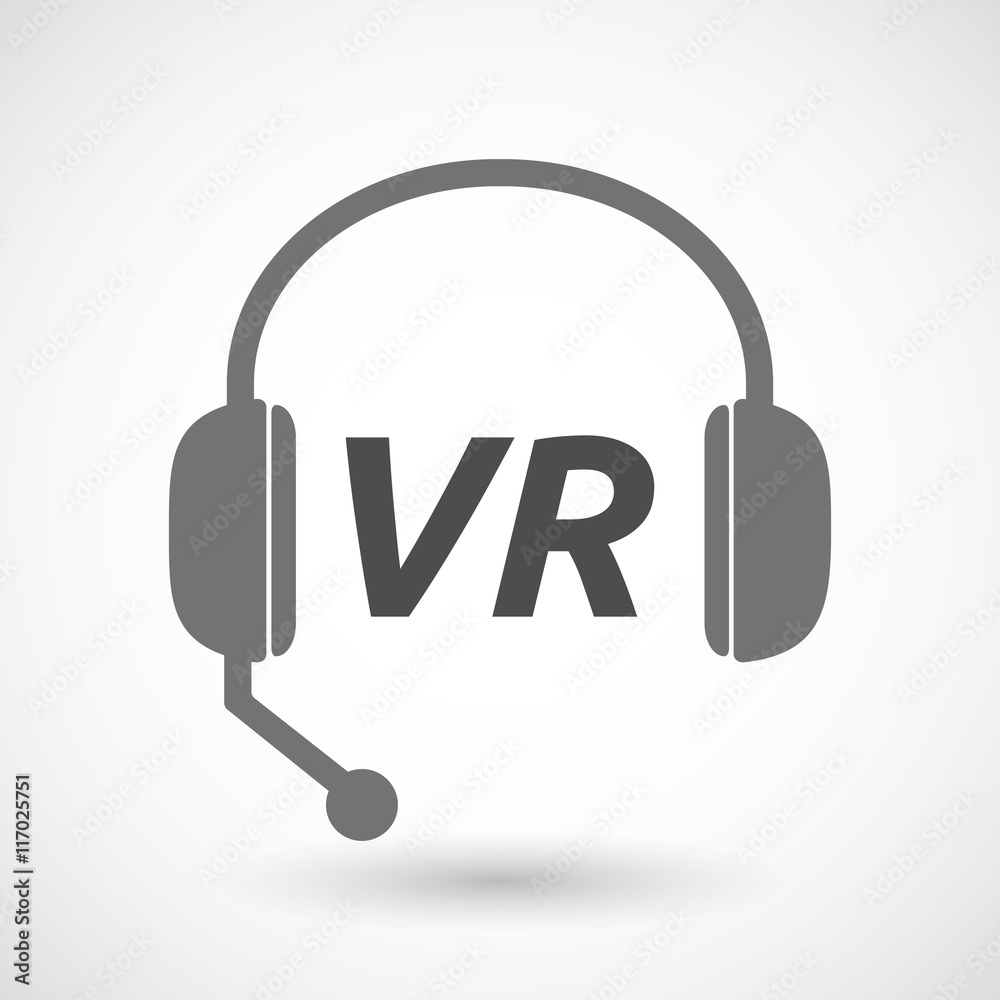 Isolated headset icon with the virtual reality acronym VR Isolated headset icon with the virtual reality acronym VR