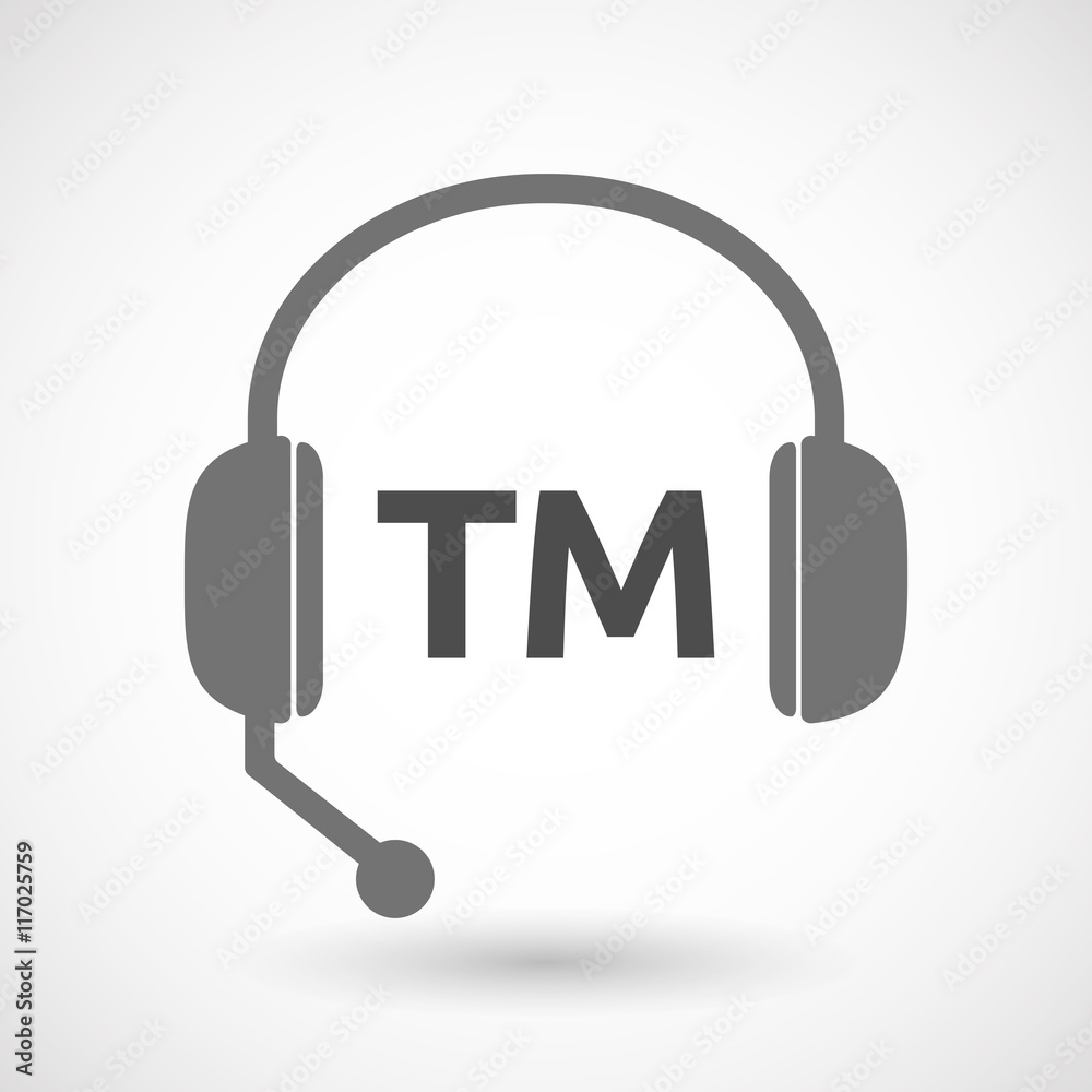 Isolated headset icon with the text TM Isolated headset icon with the text TM