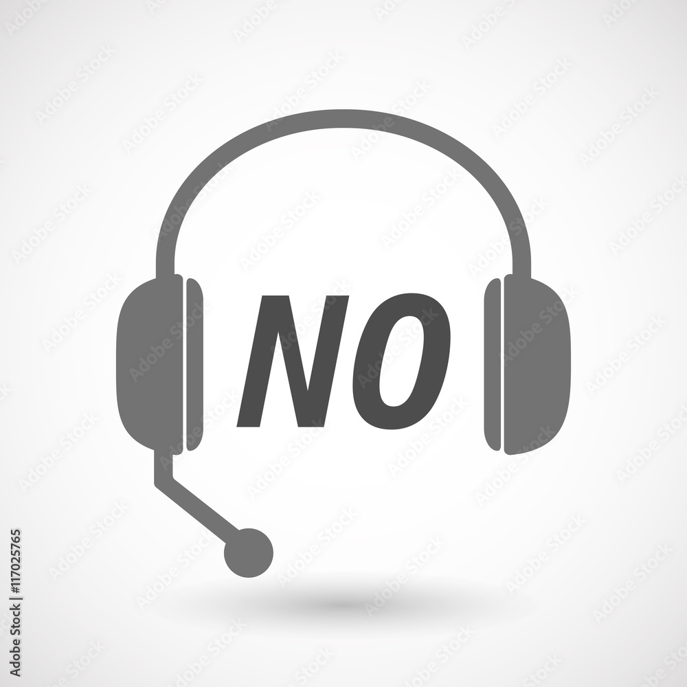 Isolated headset icon with the text NO Isolated headset icon with the text NO