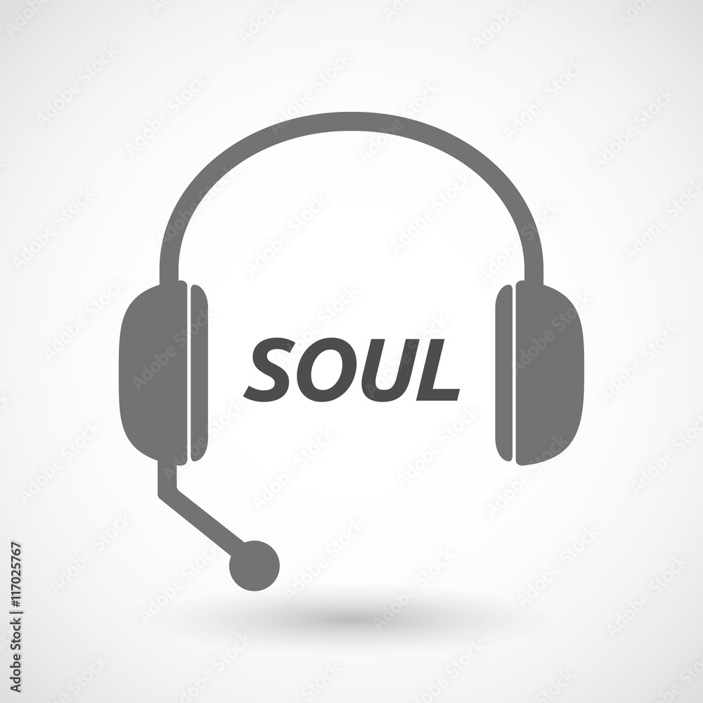 Isolated headset icon with the text SOUL Isolated headset icon with the text SOUL
