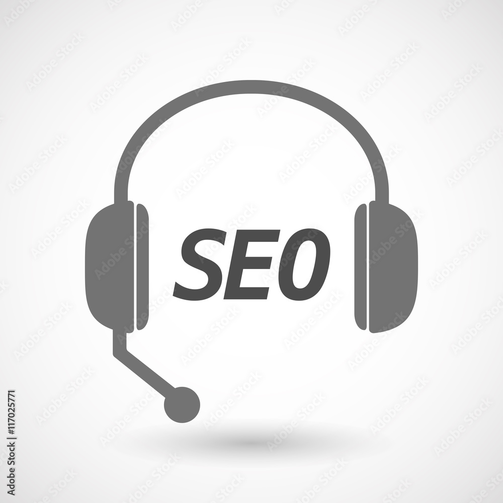 Isolated headset icon with the text SEO Isolated headset icon with the text SEO