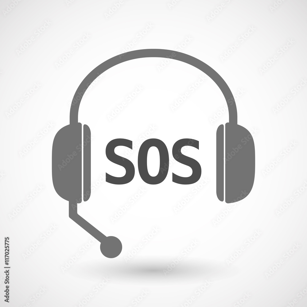 Isolated  headset icon with    the text SOS