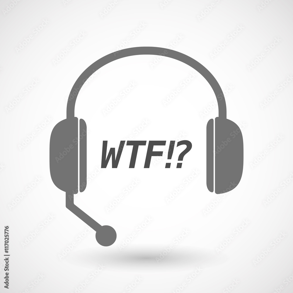 Isolated headset icon with the text WTF!? Isolated headset icon with the text WTF!?