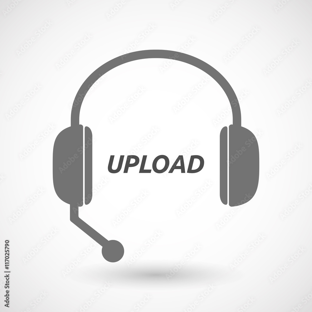 Isolated headset icon with the text UPLOAD Isolated headset icon with the text UPLOAD