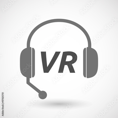 Isolated  headset icon with    the virtual reality acronym VR